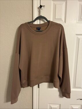 Aerie Oversized Crewneck Sweatshirt in Taupe